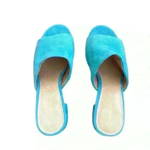 HALOGEN Chunky Heel Aqua Marine Blue Suede size 8.5​ - Picture 2 of 7